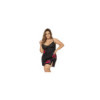 Nuisette noire grande taille motif fleuri et string assorti 
